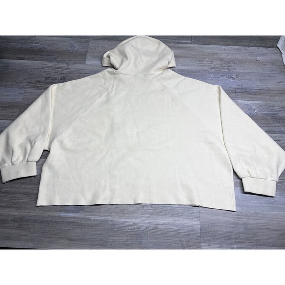 Zara Cropped Hoodie Off White Womens Size L Knit Pullover Sweatshirt NWT - Picture 2 of 6